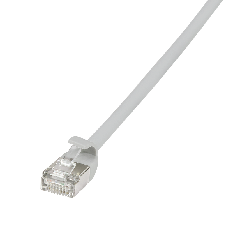 Patch cable SlimLine, Ultraflex, Cat.6A, U/FTP, grey, 0.2 m