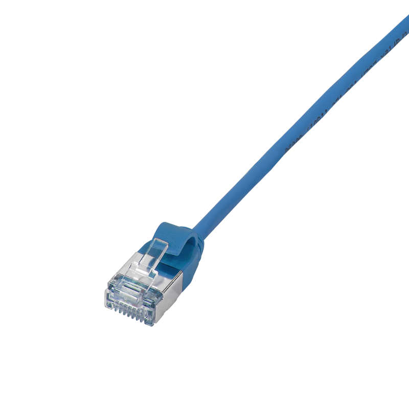 Patch cable SlimLine, Ultraflex, Cat.6A, U/FTP, blue, 0.2 m
