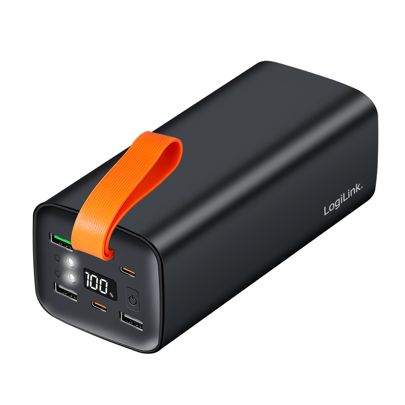 Powerbank 50.000 mAh, QC 3.0 & PD 3.0 100 W, sort