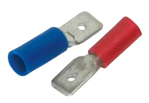 Spadestik han 6,3mm. 10xrød+10xblå uiso.