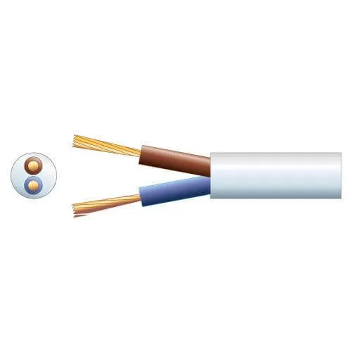 Netledning, Rund, 2x0,75mm², hvid