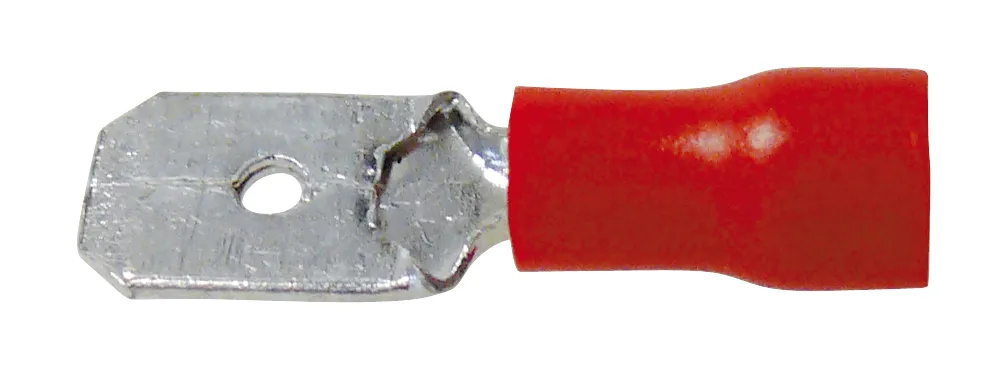 Spadestik rød 6,3mm. han 50 stk.