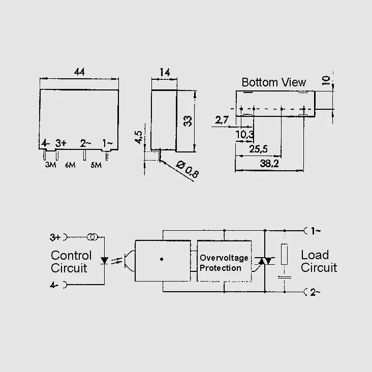 Solid State Relay in 3-32vdc udg.24- 480vac A SIP4