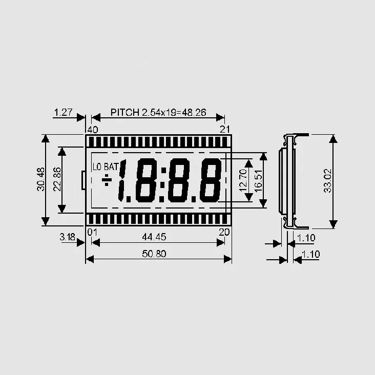 LCD-Display 3,5Dig + Annunc. 12,7mm