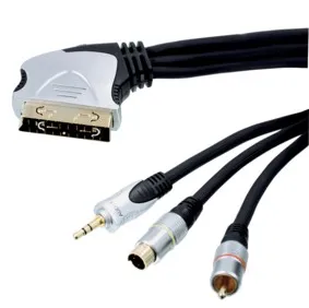 Kabel, Scart <-> S-Video + 3.5mm + 1xRCA, 2,5 meter