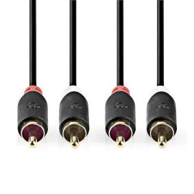 HQ Phono kabel, sort, 10m.