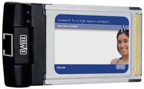 LAN PCMCIA kort til bærbar, 10/100 Mbps