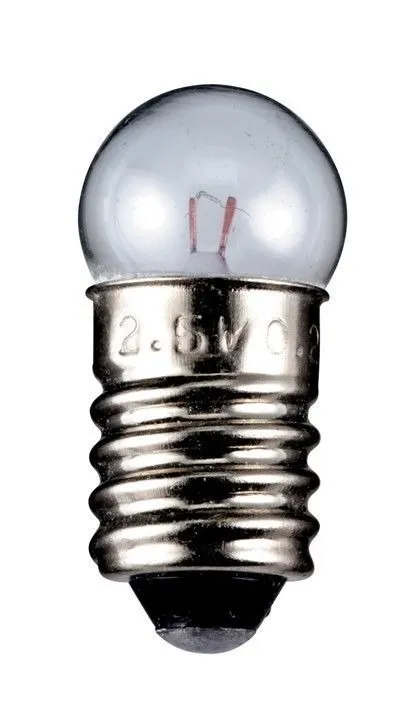E10-Kuglelampe 6V 400mA 2,4W Ø=11,5x24mm.