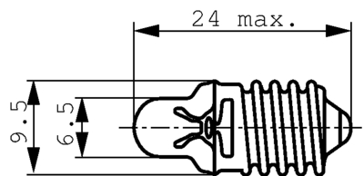 E10-Linselampe 3,7V 300mA 1,1W Ø=9,5x24mm.