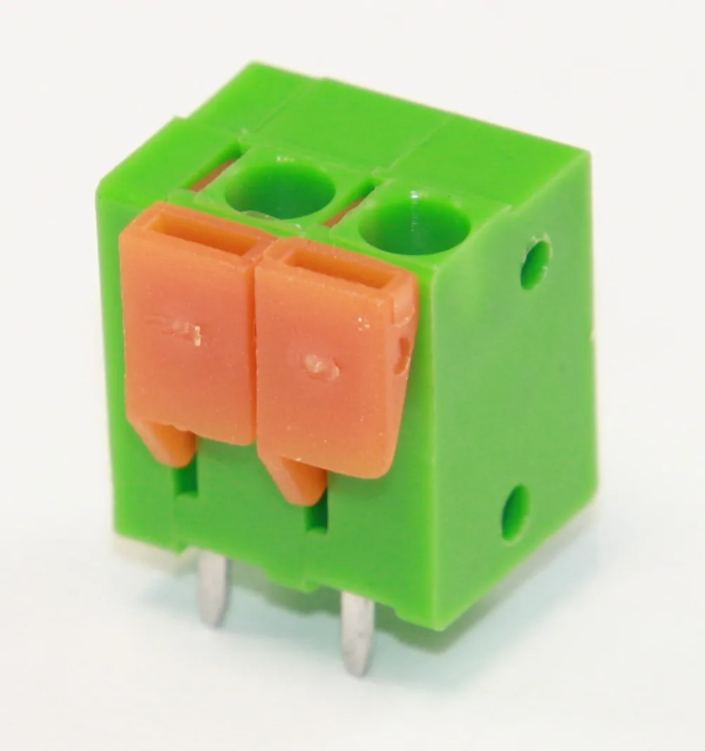 Printterminal, med fjeder, lodret, 2-POLET, 10A