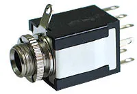 6.35mm stereo chassis socket med afbryder