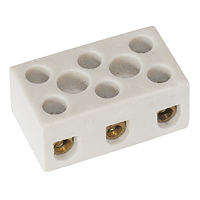 Porcelæns-klemrække 3-polet 2,5 mm² 450VAC