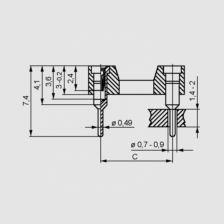 IC-Precision Socket 10pole 7,62mm