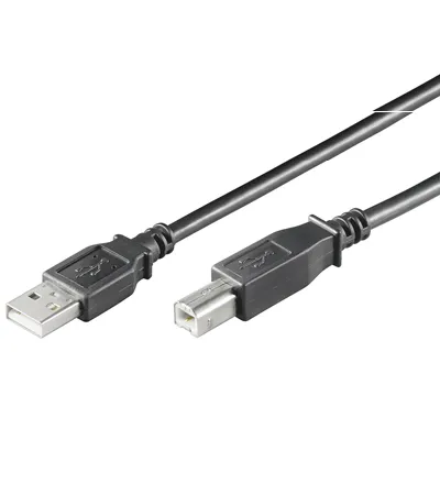 USB 2,0 A>B Hi-Speed, 0.25m, sort