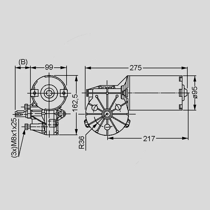 DC Gear Motor 24V 144W 20rpm 20Nm