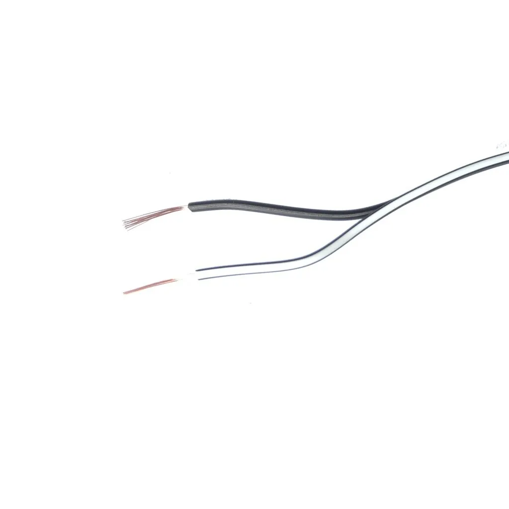 Kabel 2 x 0,14mm² Sort med hvid streg