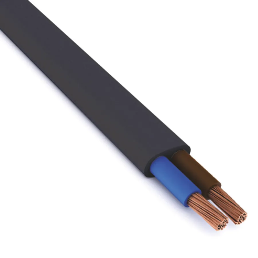 Netledning 230V, Flad, 2x0,75mm², sort