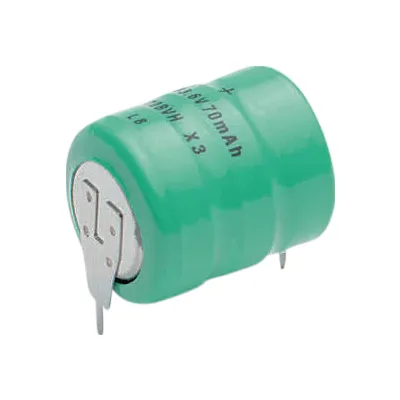 3,6V 80mAh 16,5x19,6mm. med 2 printben