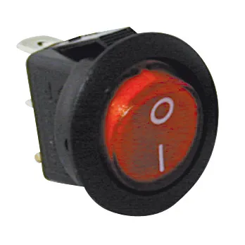 Rocker Switch 1 x ON/OFF 6,5A 250V Blk/Red Light