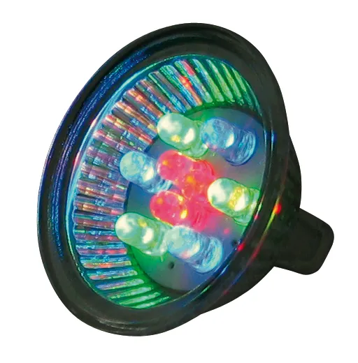 Lysdiodelampe Rainbow i MR-16 hus m/11 LED rød/grøn/blå