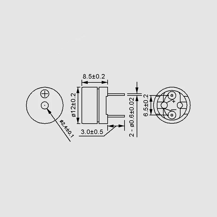 Buzzer 12mm PC 1,5VAC 2048Hz 88dB
