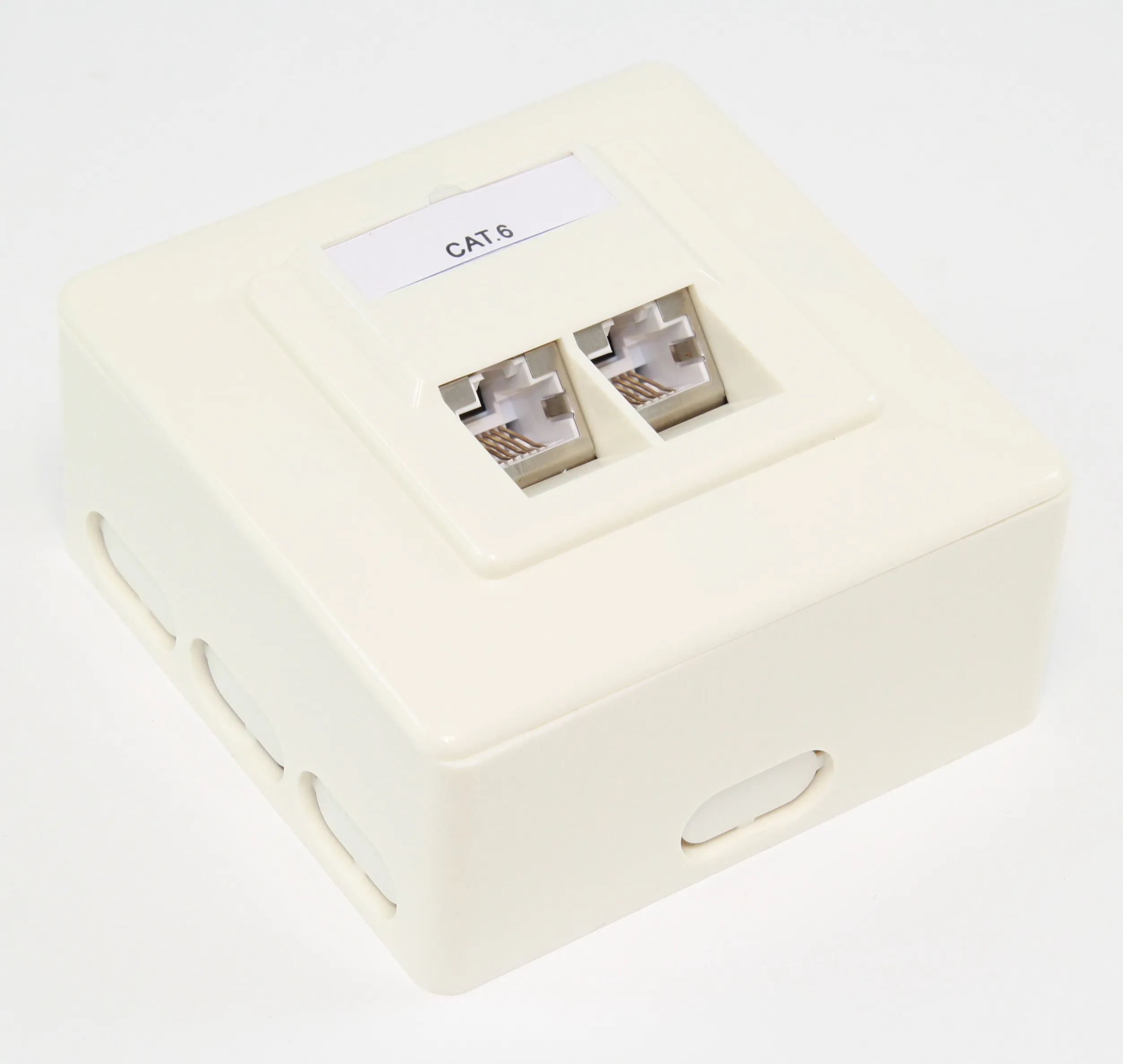 CAT6 Vægdåse 2 x RJ45, SKÆRMET