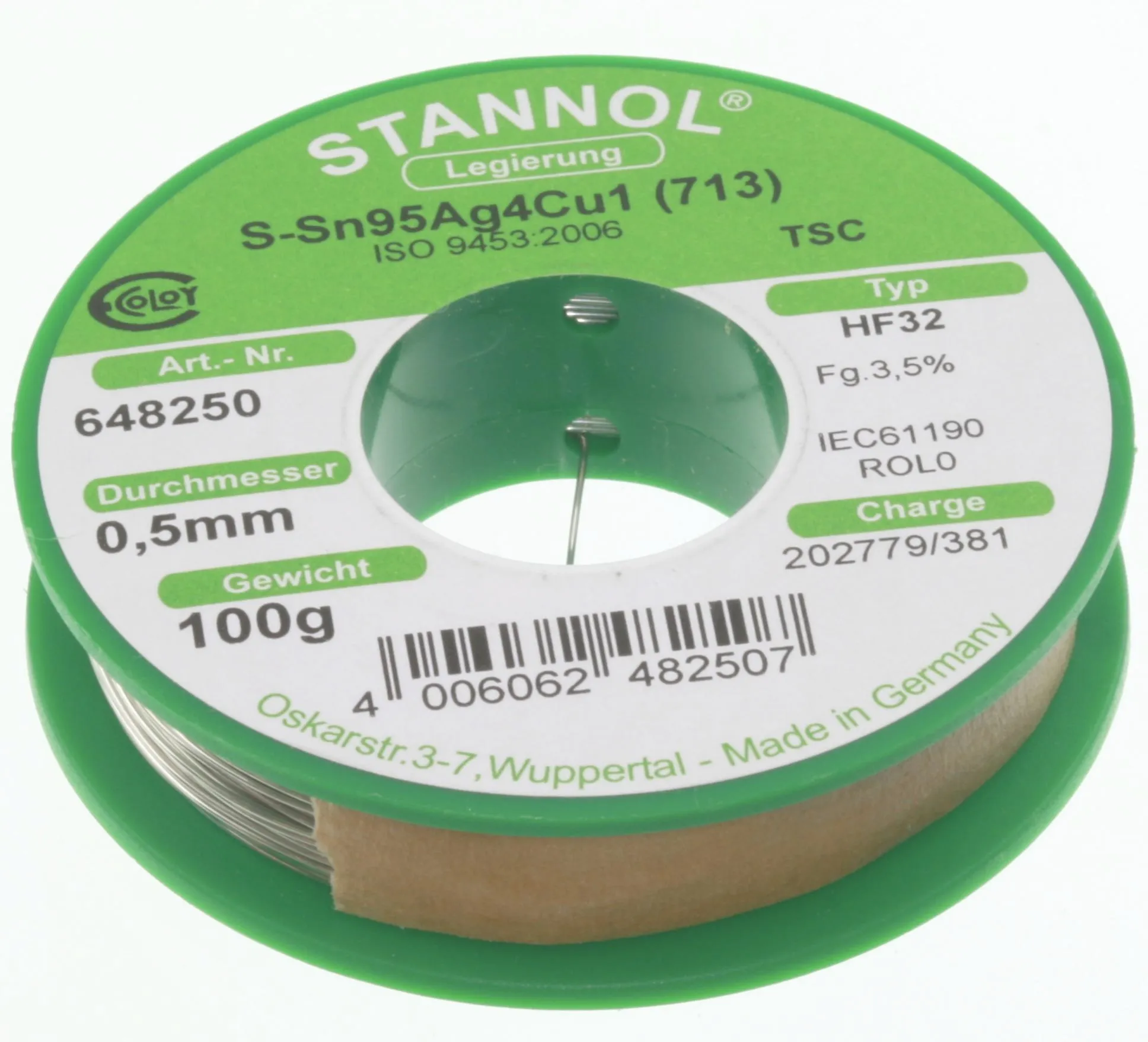 Sn95Ag4Cu1 3,5% HF32 0,5mm 100g/648250 Loddetin Blyfri