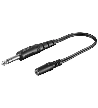 6,3mm. Stereo Han - 3,5mm. Stereo Hun Adapterkabel 20cm.