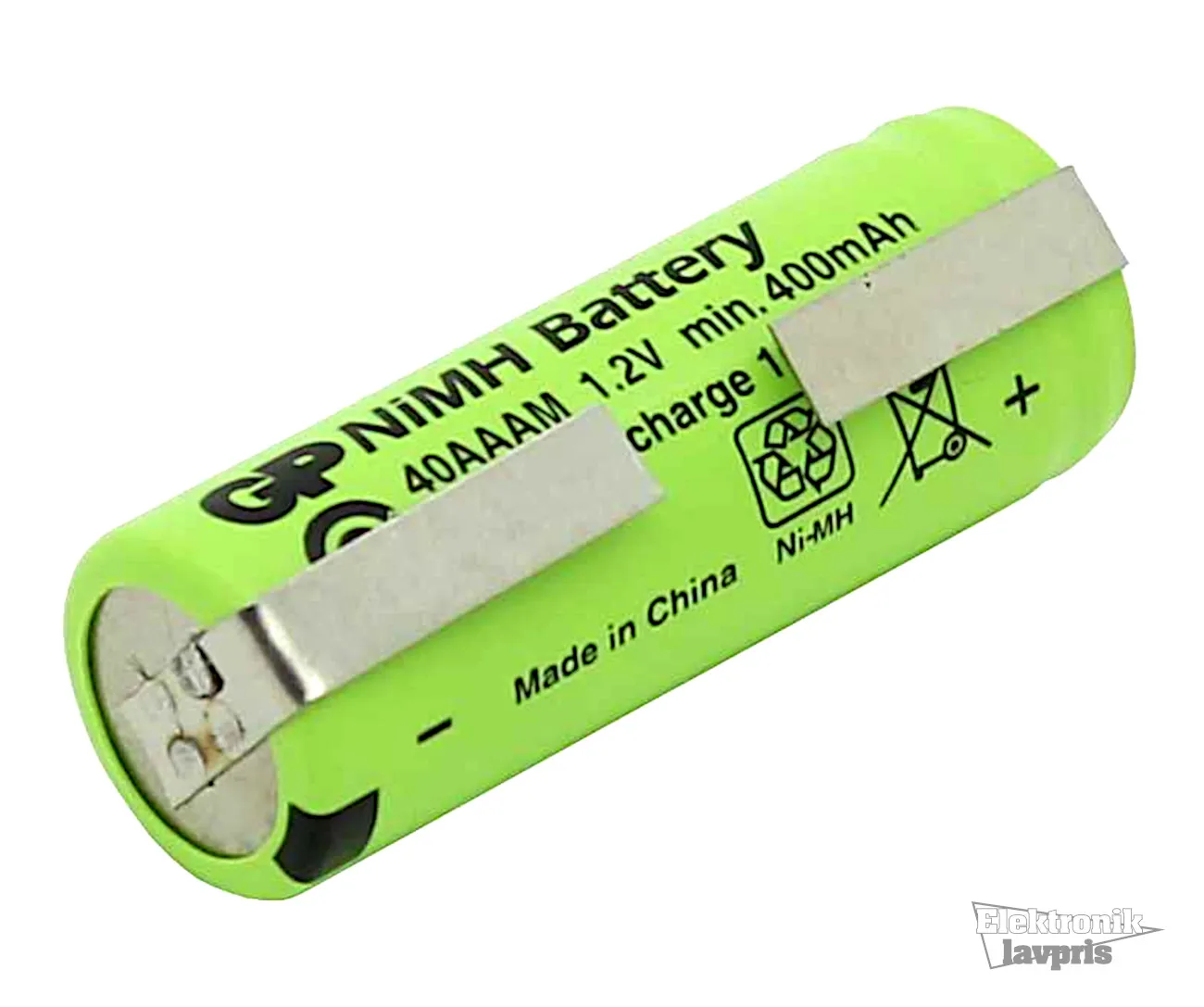 2/3AAA 10,0x29,0mm. 400mAh. NiMH med loddeflige 40AAAM1A1P
