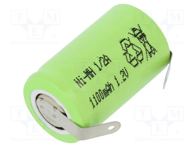 1/2A 16,3x27,8mm. 1100mAh NIMH med loddeflige