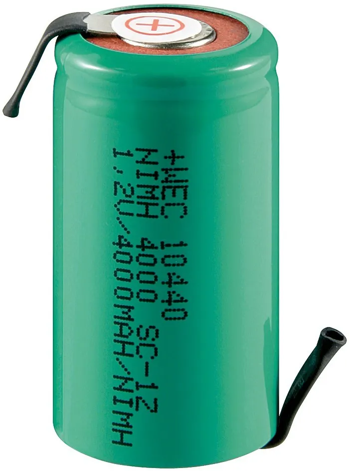 NiMH Sub-C, 4000 mAh, lodde Flige 23,0x43,0mm Bulk