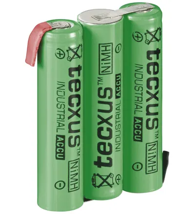 3xAAA 3,6V 800mAh. NiMH med loddeflige