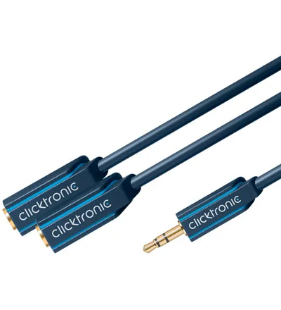 3.5mm. Stereo Han - 2 x 3,5mm. Stereo Hun Adapterkabel 10cm