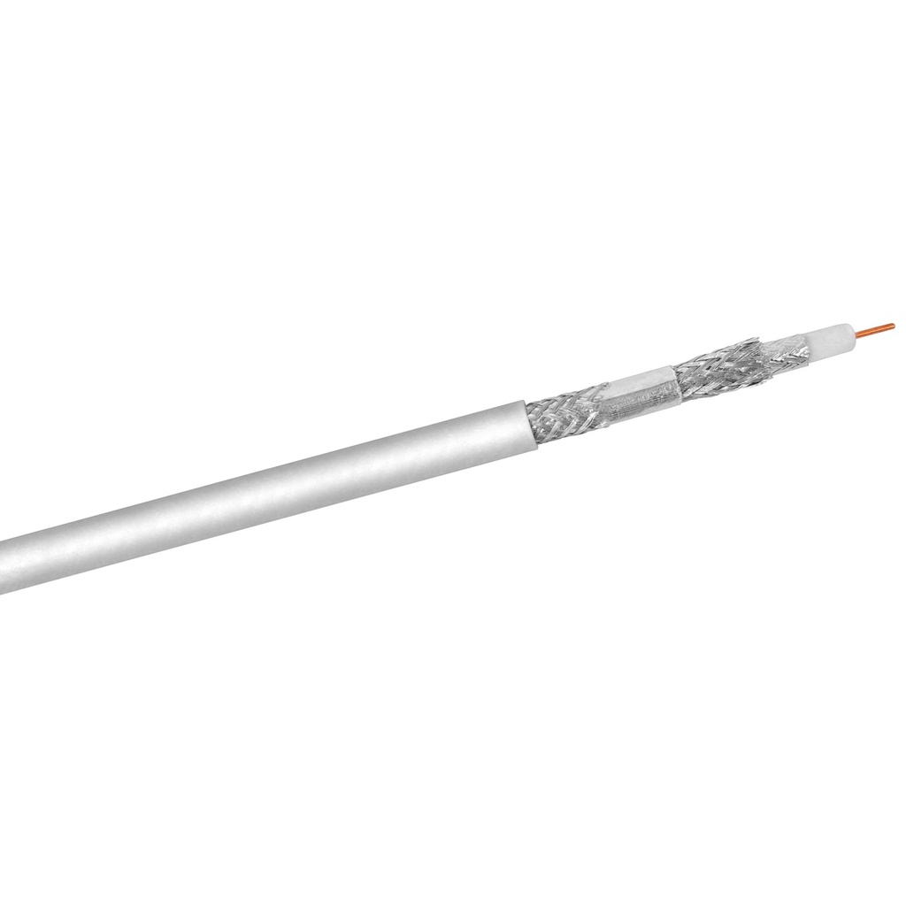 7,2mm COAX-kabel, 4-dobbelt skærmet, 75 ohm, Hvid, 1m