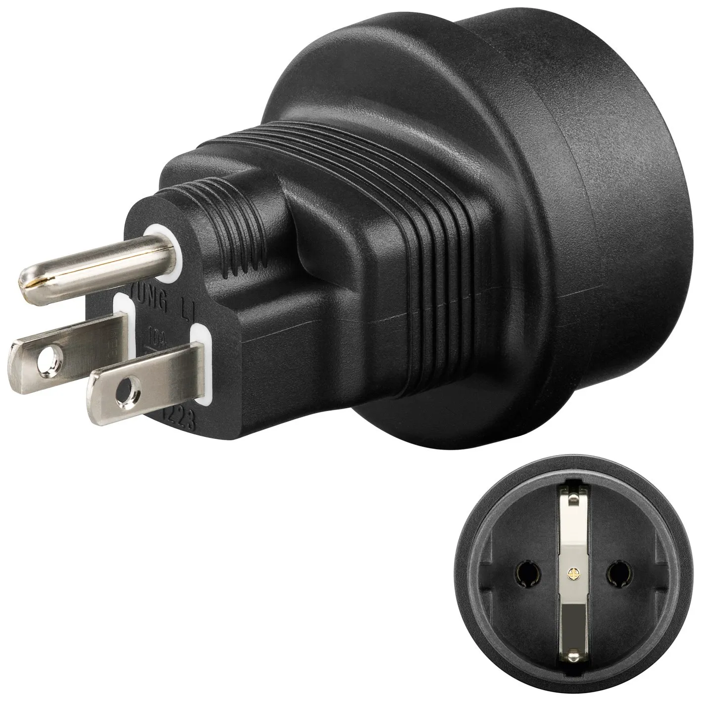 Rejseadapter USA han Med jord - Schuko hun