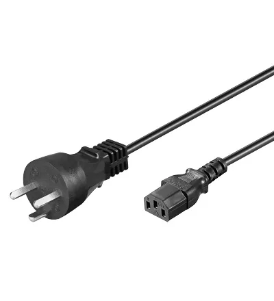 Apparatkabel, EDB stik, 2m, sort