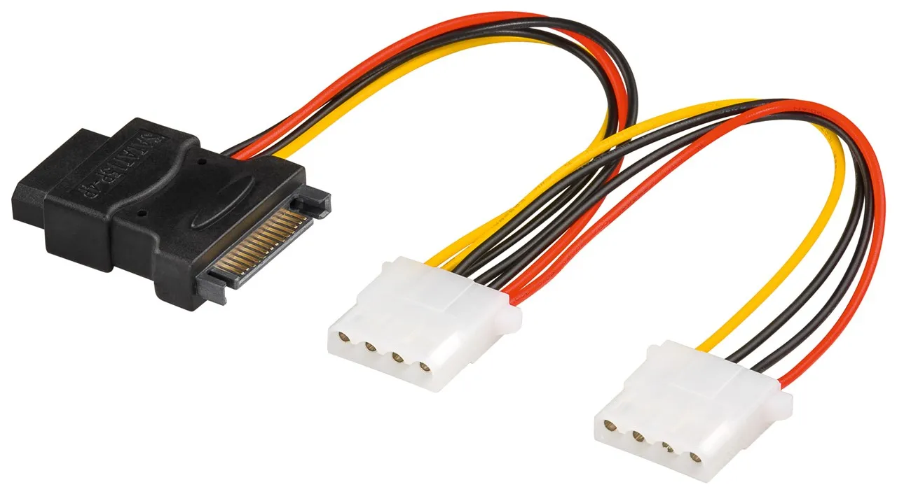 PC Y-strømadapter, 5,25/SATA 1x combo han til 2x hun