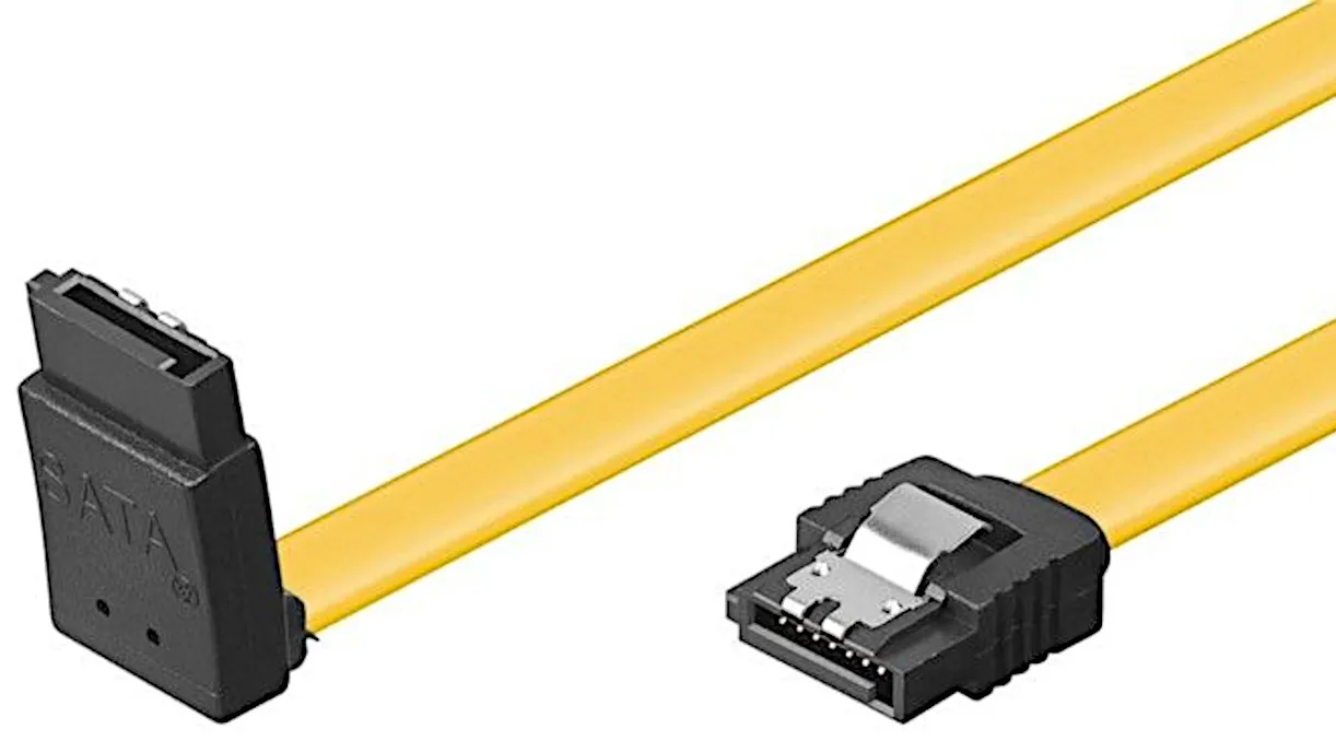 SATA-kabel 90°, clip, 10cm