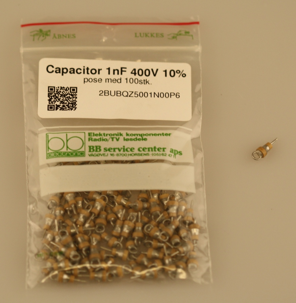 Cer Capacitor 1nF 400V 20% pose med 100stk.