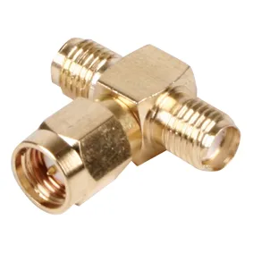 SMA han - 2xSMA hun T-SPLIT ADAPTER GOLD PLATED