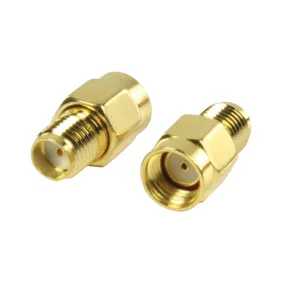 SMA Han Omvendt polaritet | SMA Hun | Guldplateret | 50 Ohm | Lige | Kobber | Guld | 2 stk