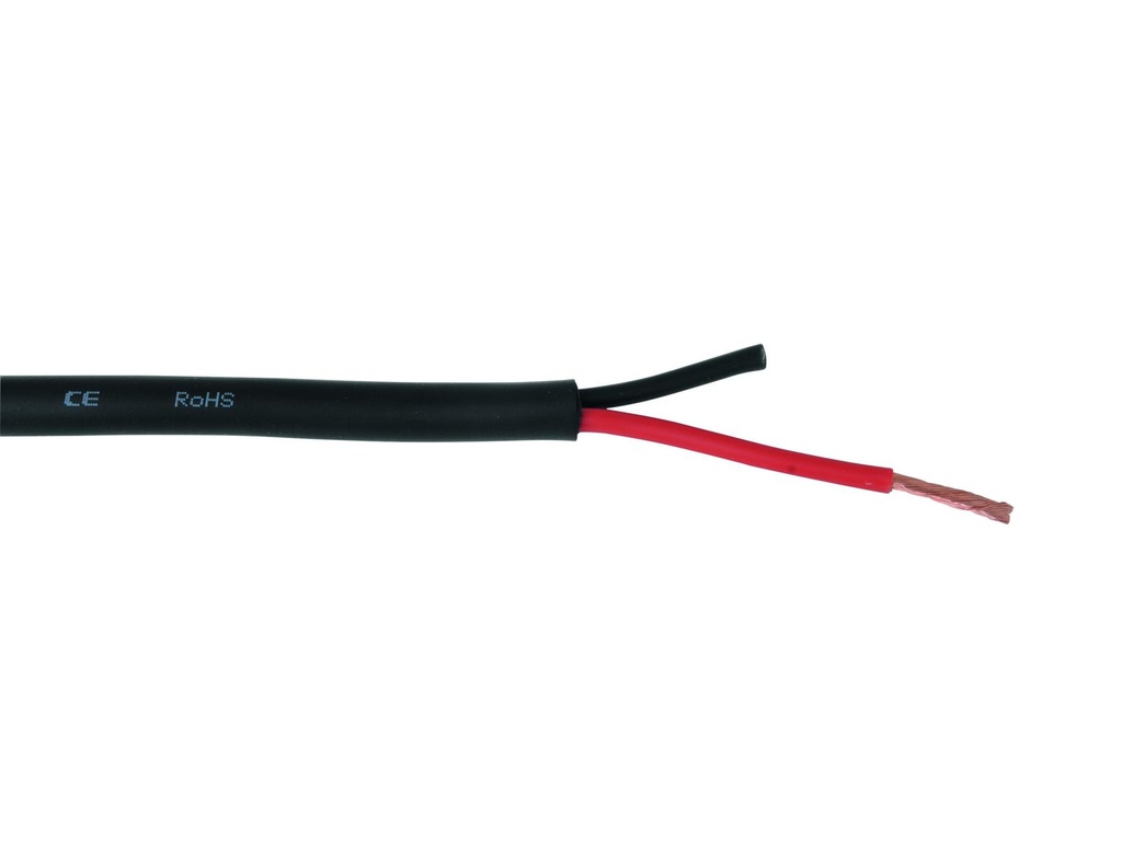 Højttalerkabel 2 x 4mm², rund, sort, PA