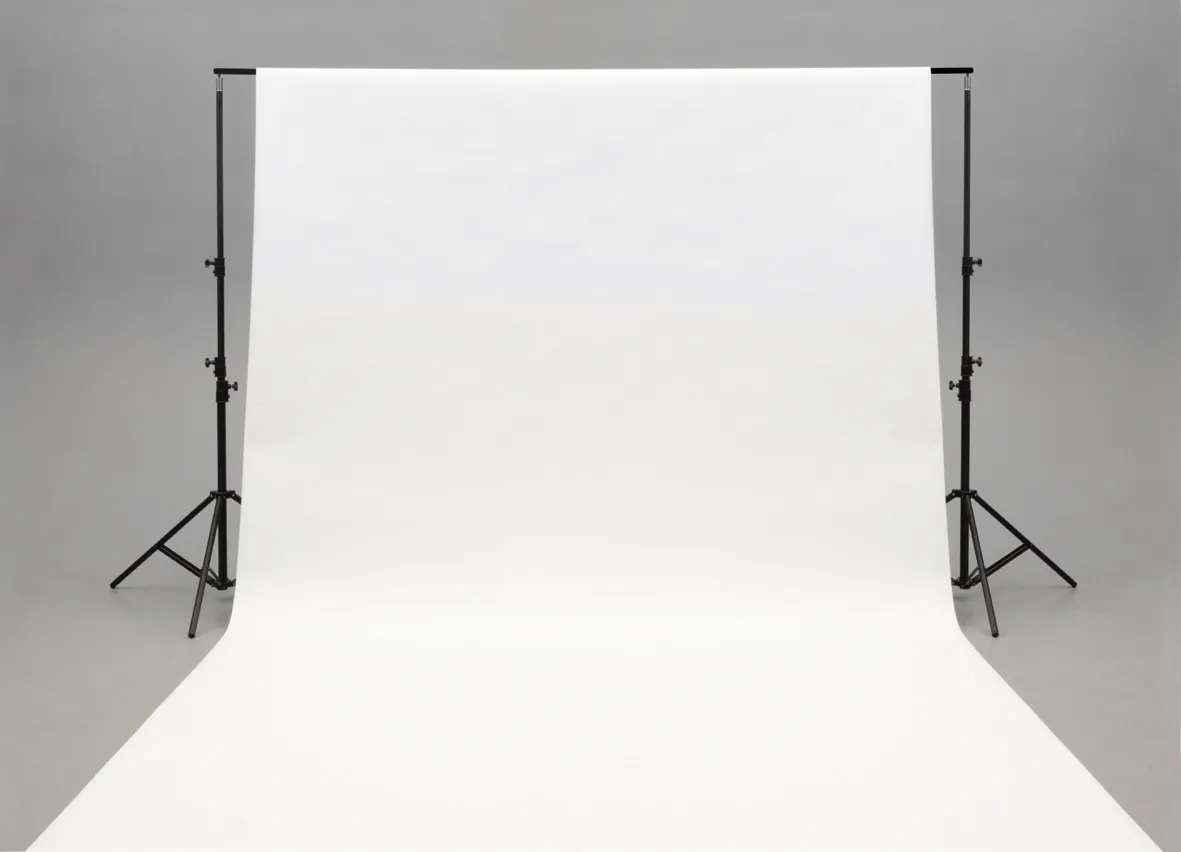 Chroma key fotostudie, 3 x 6m, hvid - UDEN stativ!