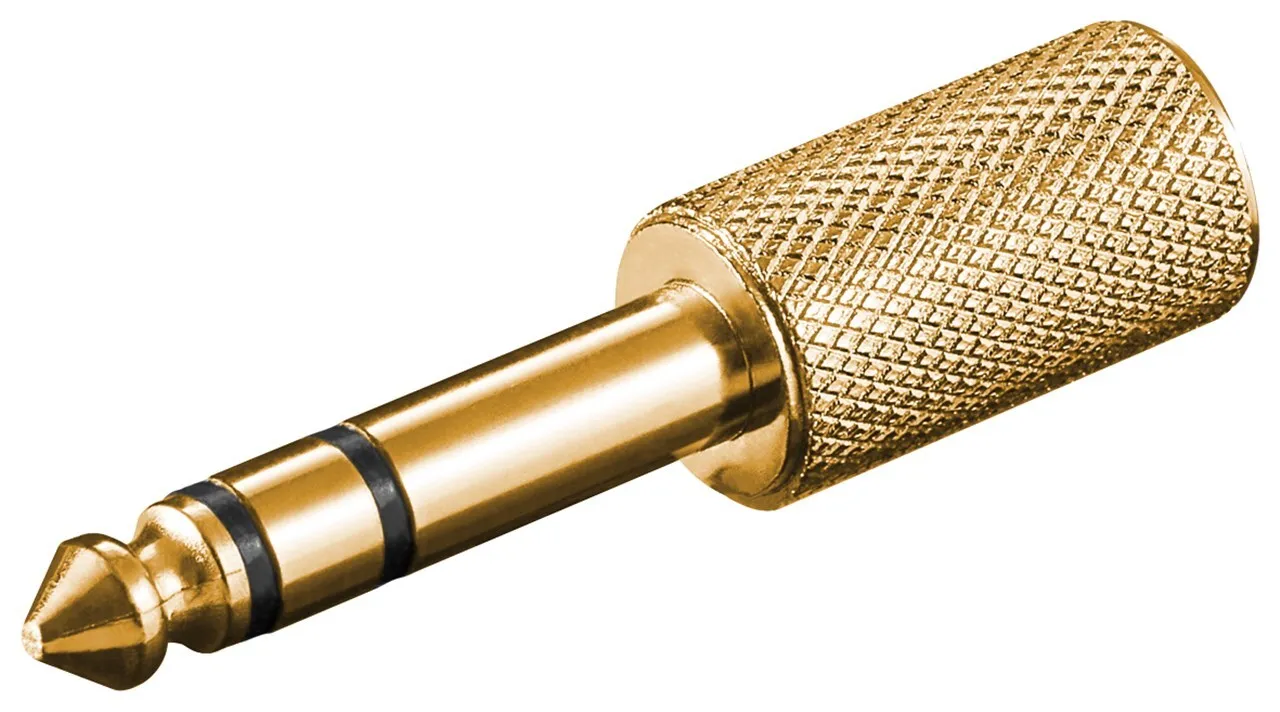 Jack adapter, hun stereojack > han stereojack, guld
