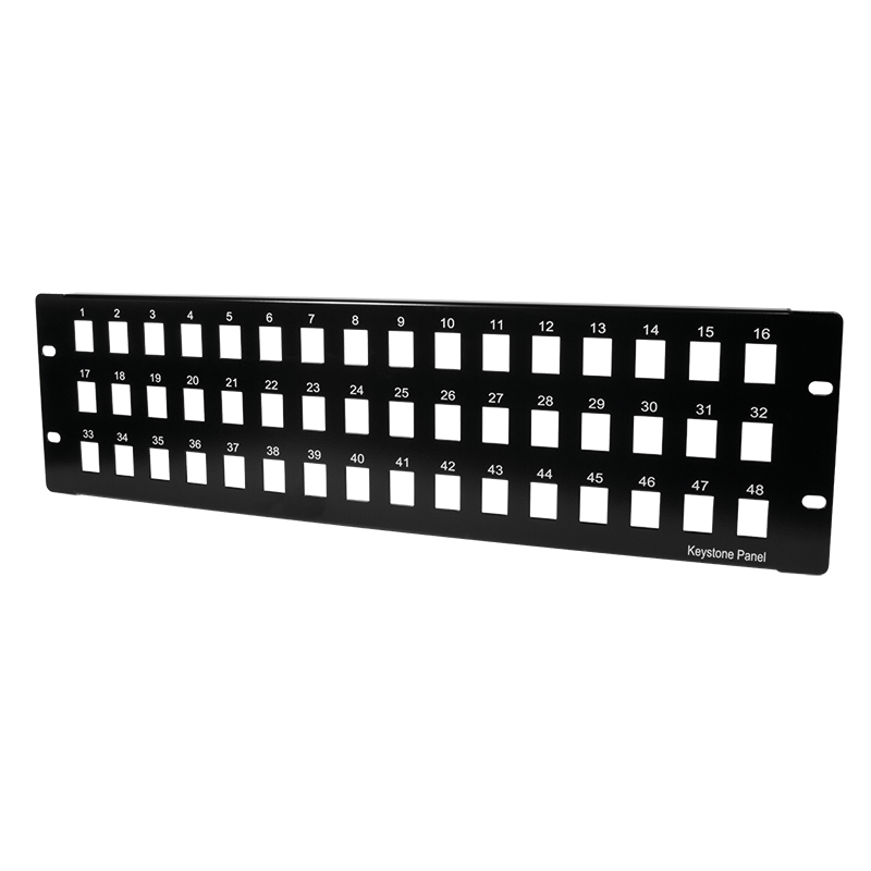 Keystone Panel for 48 Keystone Jacks / Coupler, black
