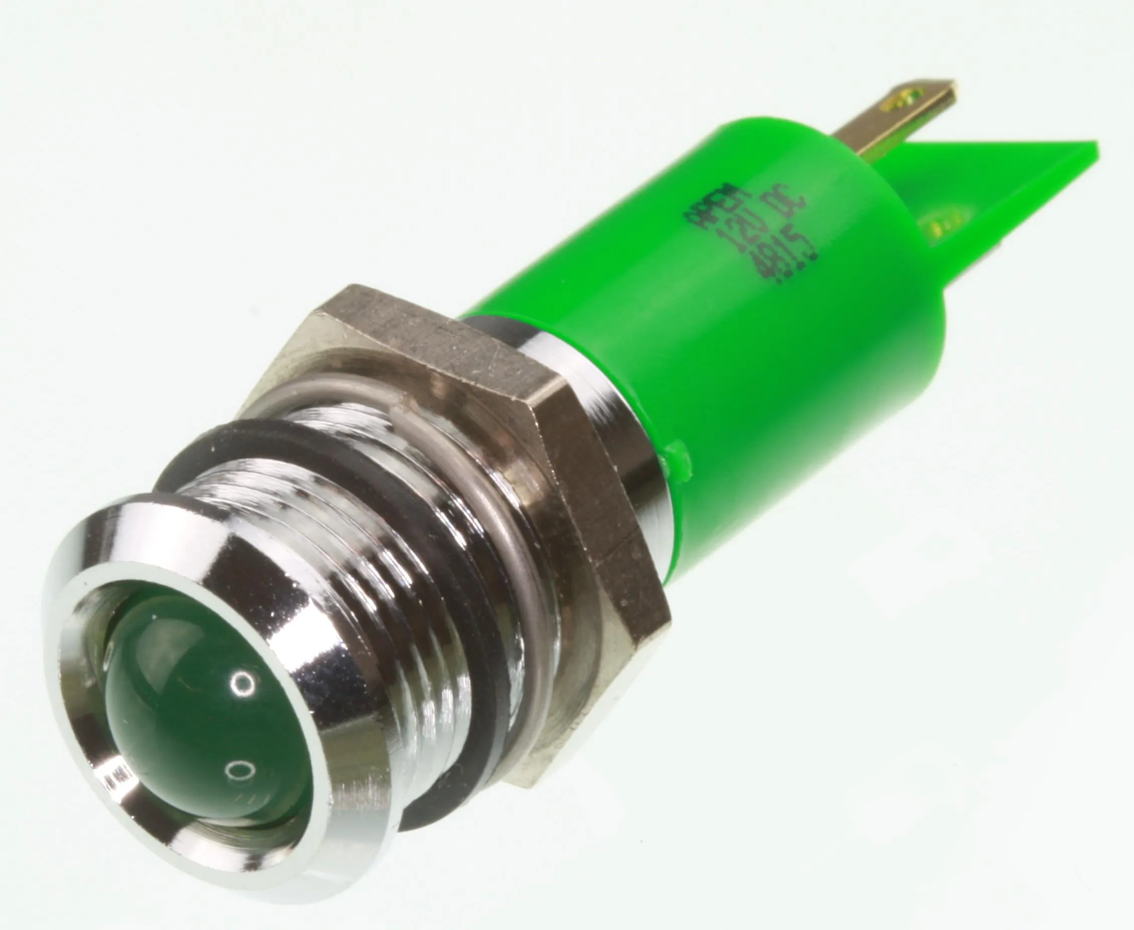 Kontrollampe, 14mm Hævet LED, 12VDC, IP67, GRØN