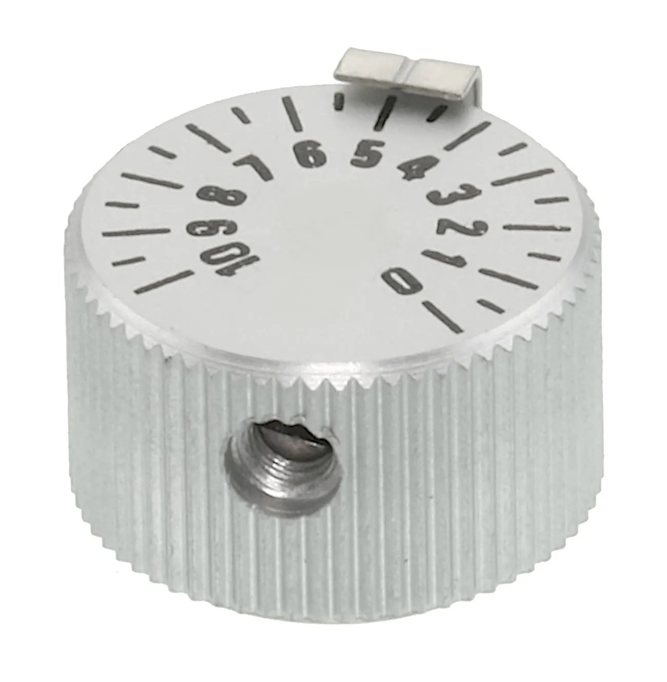 Aluminiumsknap for 4mm aksel, Ø16x9mm, ALU, med skala