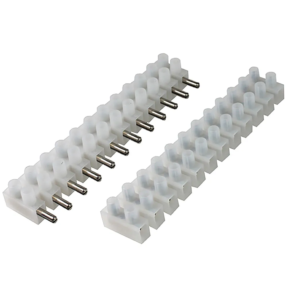 Klemrække m/sammenkobling, 12-polet, 2 dele, 4mm²