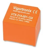 VIGORTRONIX AC/DC PCB Mount Power Supply, Class II, In 90 V- 265 V, 1 W,  Out3.3 V