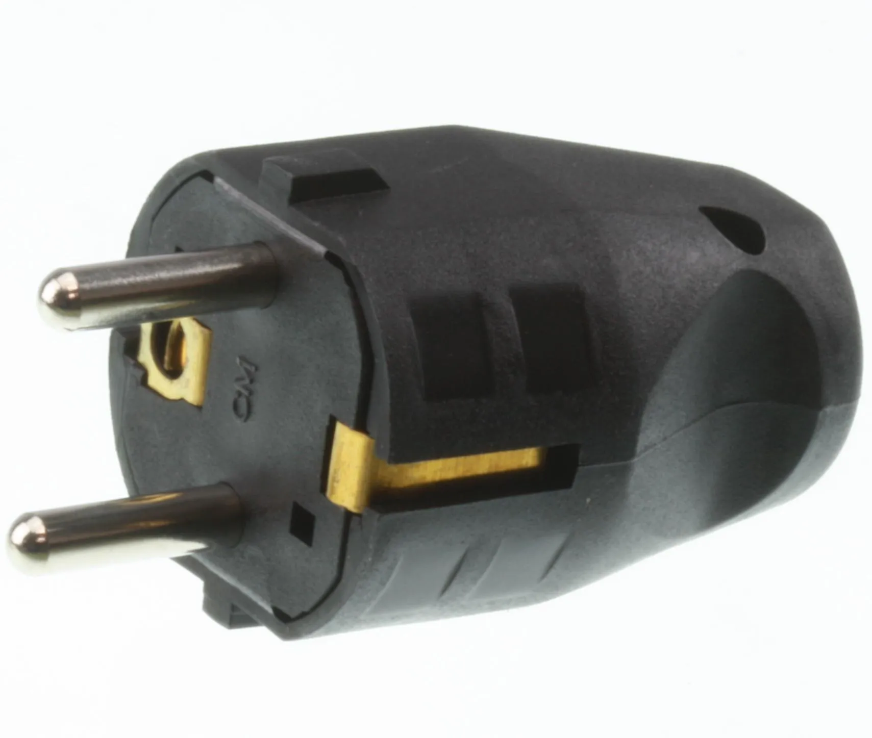 Schuko netstik han 230V, m. jord, SORT